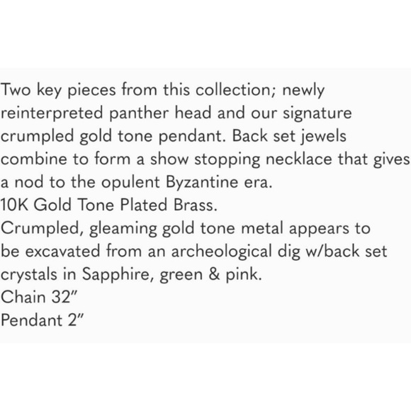 ALEXIS BITTAR• Gold Long or Short• Stone Studded Panther Head Byzantine Necklace